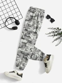 SHEIN 男孩迷彩印花工裝褲