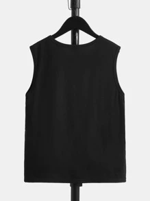 SHEIN Boys Reflective Skeleton Hand & Playing Card Print Tank Top - Black - View 2
