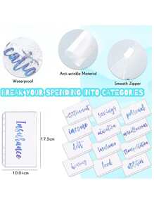 1入組亮片裝飾活頁封面和12入組帶預算紙活頁文入組袋 - 無色 - 查看 2