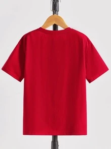 SHEIN Tween Boy Letter Graphic Tee - Red - View 2
