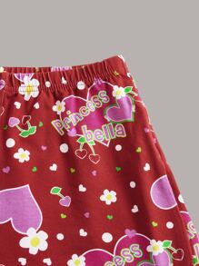 Nency Escamilla Girls Floral & Heart Print Ruffle Hem Shorts - Multicolor - View 3