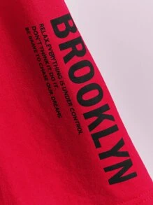 SHEIN Tween Boy Letter Graphic Tee - Red - View 4