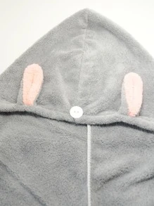 1入組乾髮帽女式強力吸水速乾頭巾毛巾可愛卡通加厚浴室浴帽 - 灰色 - 查看 2