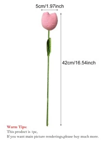 1pc Artificial Crochet Flower, Romantic Pink Fake Flower For Graduation Party Gift - Pink - View 4