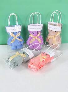 Toalla de mano con diseño de oso de 1 pieza, toalla de cara de agua absorbente Simple para regalo - Rosa - Ver 10