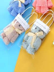 Toalla de mano con diseño de oso de 1 pieza, toalla de cara de agua absorbente Simple para regalo - Rosa - Ver 14