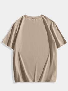 ROMWE MEN Academia 男士純棉青蛙與骷髏印花t恤 - 卡其色 - 查看 2