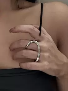 Nhẫn trơn tối giản - Bạc - Xem 3