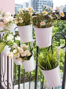 1pc Iron Plant Container, Modern White Hanging Plant Container For Garden - White - View 1