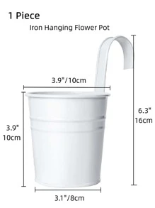 1pc Iron Plant Container, Modern White Hanging Plant Container For Garden - White - View 3