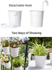 1pc Iron Plant Container, Modern White Hanging Plant Container For Garden - White - View 4