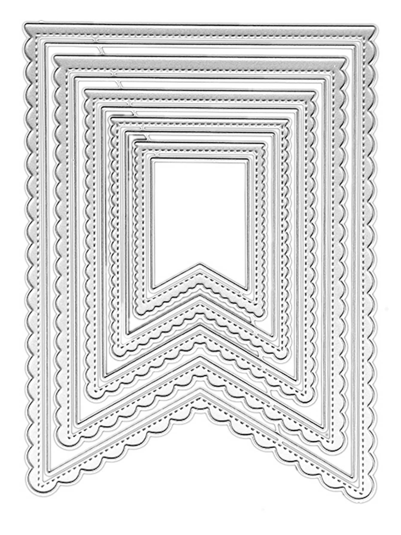 1入組高錳鋼切割模具極簡主義幾何設計蝕刻模板工藝模具適合DIY - 銀色 - 查看 1