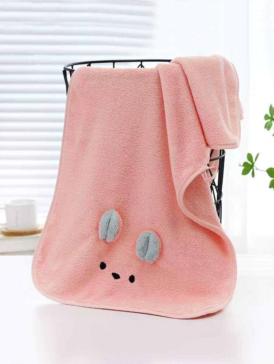 1 toalla bordada de dibujos animados, decoración de orejas de animales de dibujos animados, toalla de cara de agua absorbente para baño - Multicolor - Ver 1