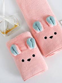 1 toalla bordada de dibujos animados, decoración de orejas de animales de dibujos animados, toalla de cara de agua absorbente para baño - Multicolor - Ver 3