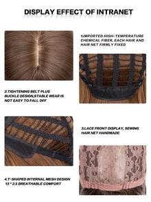 22英寸黑色直長頭套合成纖維假髮,適用於日常使用 - 棕色 - 查看 3