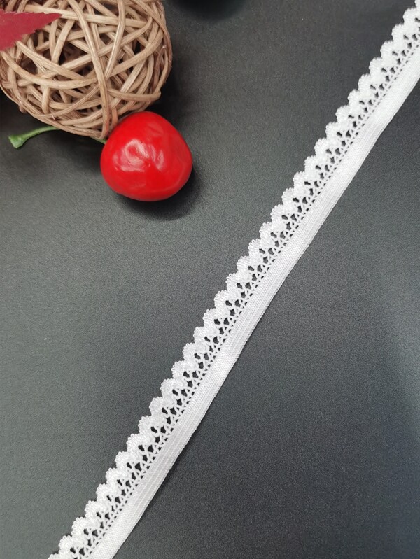1pc White DIY Webbing Lace, Minimalist Polyester Lace Trim For Curtain Tablecloth Dress Pillow
