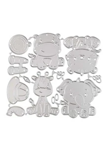 1pc Cartoon Animal Shaped Cutting Die, Cartoon Animal Shaped DIY Etched Stencil Craft Die For Craft - Silver - View 1