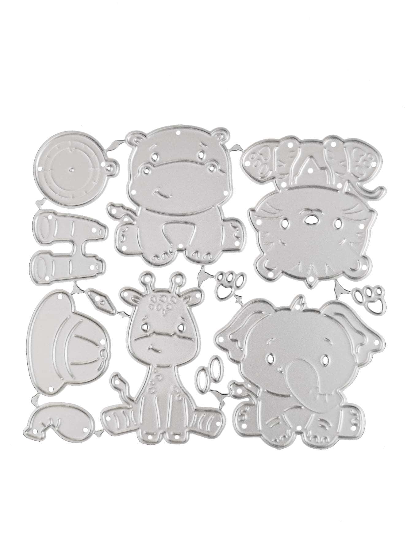 1pc Cartoon Animal Shaped Cutting Die, Cartoon Animal Shaped DIY Etched Stencil Craft Die For Craft - Silver - View 1