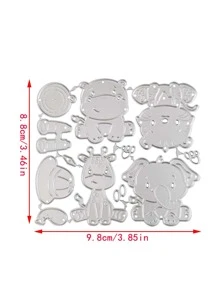 1pc Cartoon Animal Shaped Cutting Die, Cartoon Animal Shaped DIY Etched Stencil Craft Die For Craft - Silver - View 2