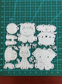 1pc Cartoon Animal Shaped Cutting Die, Cartoon Animal Shaped DIY Etched Stencil Craft Die For Craft - Silver - View 4