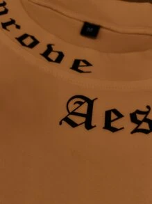 Manfinity Homme 男士字母圖案小高領拼接邊T恤