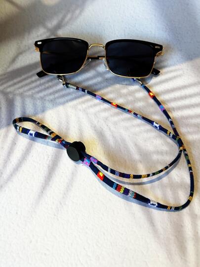 1pc Boho Vintage Bohemian Retro Style Striped Paisley Braided Rainbow Plaid Personalized Outdoor Sports Anti-Lost Lanyard, Made Of Linen With Metal Clasp And Silicone Ring, Accessory For Glasses (Glasses Not Included)