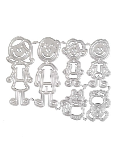 1入組卡通人物形狀切割模具卡通人物和貓設計DIY蝕刻模板工藝模具