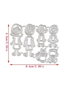 1入組卡通人物形狀切割模具卡通人物和貓設計DIY蝕刻模板工藝模具 - 銀色 - 查看 2