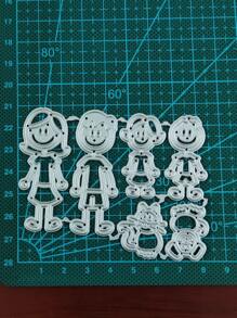 1入組卡通人物形狀切割模具卡通人物和貓設計DIY蝕刻模板工藝模具 - 銀色 - 查看 4