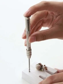 11 piezas/set de Mini taladro manual de hierro, Mini perforador portátil Simple para el hogar - Plateado - Ver 1