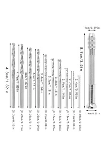 11 piezas/set de Mini taladro manual de hierro, Mini perforador portátil Simple para el hogar - Plateado - Ver 4