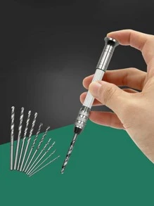 11 piezas/set de Mini taladro manual de hierro, Mini perforador portátil Simple para el hogar - Plateado - Ver 5