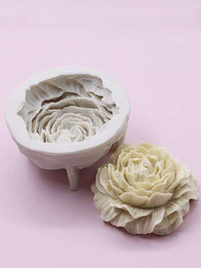 1 件花卉设计 DIY 硅胶模具，简易花形蜡烛硅胶模具，适合 DIY