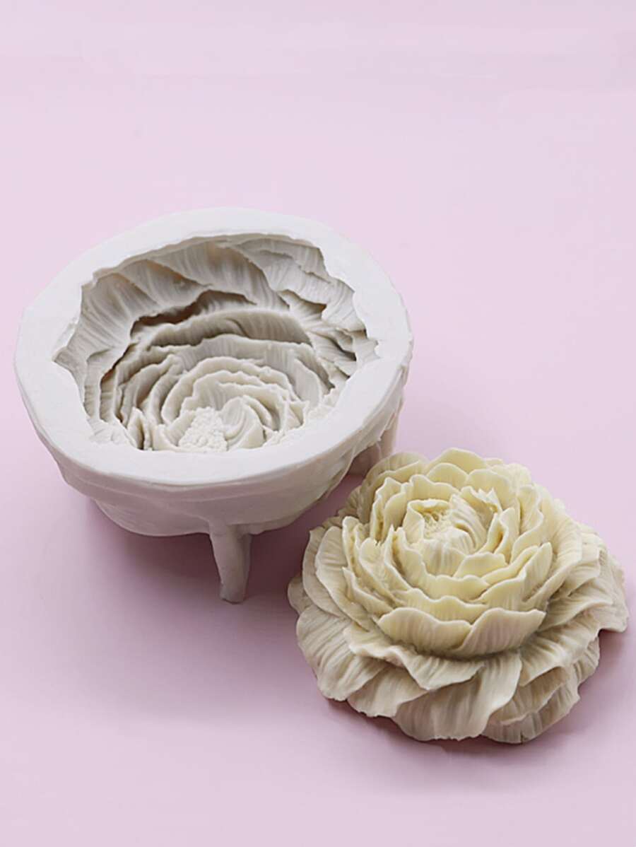 1 件花卉设计 DIY 硅胶模具，简易花形蜡烛硅胶模具，适合 DIY