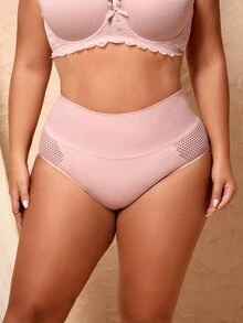 Plus High Waist Solid Panty - Baby Pink - View 2