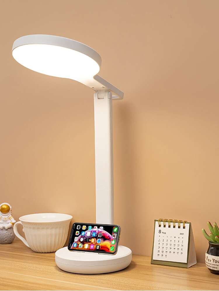 1 pieza de luz de escritorio de plástico, lámpara de escritorio LED ajustable blanca para el hogar - Blanco - Añade 1