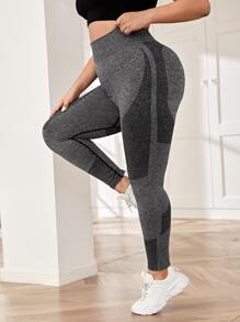 Easithlete 大碼四種寬腰帶運動打底褲 - 深灰色 - 查看 2