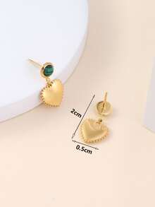 Pendientes largos con corazón - Amarillo Oro - Ver 3