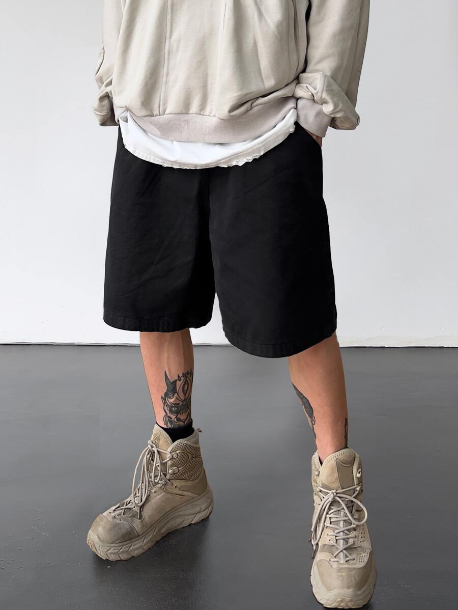 Claim Dot Men Solid Slant Pocket Shorts - Black - View 1