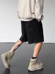 Claim Dot Men Solid Slant Pocket Shorts - Black - View 2