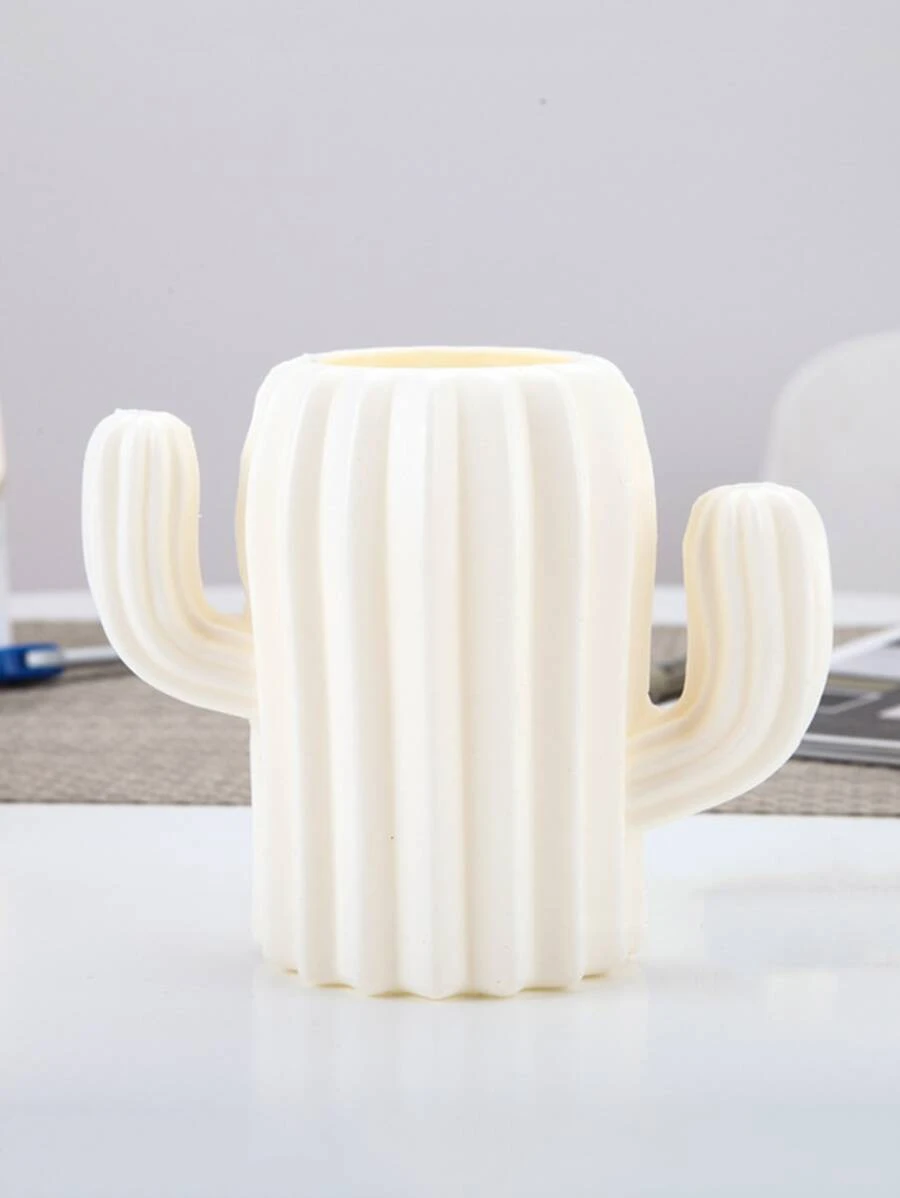1pc Cactus Design Pen Holder - White - View 1