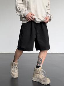 Claim Dot Men Solid Slant Pocket Shorts - Black - View 6