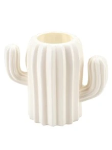 1pc Cactus Design Pen Holder - White - View 2