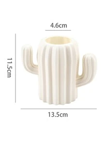 1pc Cactus Design Pen Holder - White - View 3