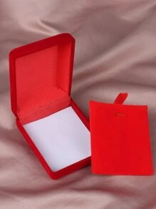 1pc Portable Jewelry Box, Modern Flannelette Jewelry Storage Box For Home - Red - View 2