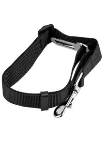 1pc Solid Pet Car Seat Belt - Black - View 2