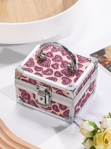 1pc Aluminum Alloy Jewelry Organizer Storage Case, Heart Pattern Jewelry Storage Box For Home - Multicolor - View 1