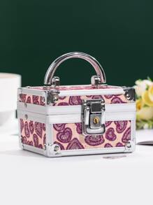 1pc Aluminum Alloy Jewelry Organizer Storage Case, Heart Pattern Jewelry Storage Box For Home - Multicolor - View 2