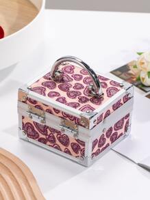 1pc Aluminum Alloy Jewelry Organizer Storage Case, Heart Pattern Jewelry Storage Box For Home - Multicolor - View 3