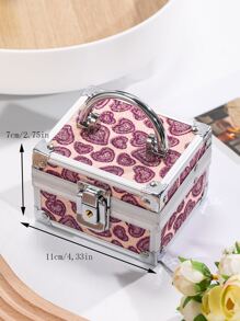 1pc Aluminum Alloy Jewelry Organizer Storage Case, Heart Pattern Jewelry Storage Box For Home - Multicolor - View 5